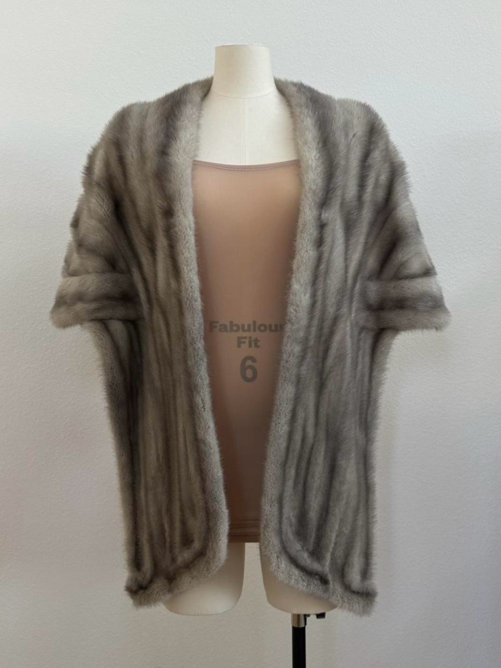 vintage grey mink shawl stole wrap